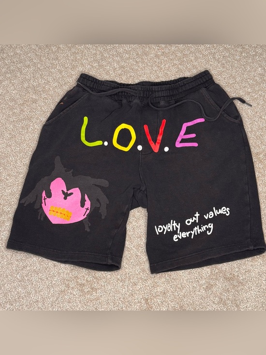 L.O.V.E. Other - L.O.V.E. "Loyalty Over Values Everything" Black Graphic Sweat Shorts - Size S